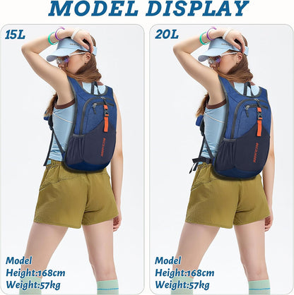 15L Small Hiking Backpack for Men Women Foldable Packable Back Pack Ultralight Hiking Daypack for Travel Camping Outdoor, Beige