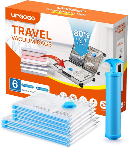 Vacuum Travel Bags Combo - Space Saver Vacuum Storage Bags for Clothing, Blankets, Pillows - Travel Essentials