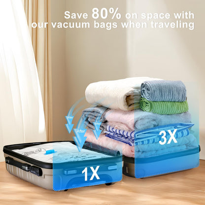 Vacuum Travel Bags Combo - Space Saver Vacuum Storage Bags for Clothing, Blankets, Pillows - Travel Essentials
