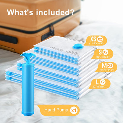 Vacuum Travel Bags Combo - Space Saver Vacuum Storage Bags for Clothing, Blankets, Pillows - Travel Essentials