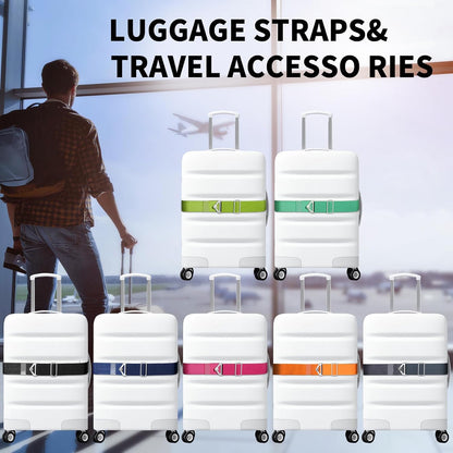 2-in-1 Travel Belt for Luggage Straps Add a Bag Bungees Luggage Strap Over Handle Suitcases Belt for Carry On Bag Elastic Belt Adjustable Suitcase Strap Airport Travel Accessories Black