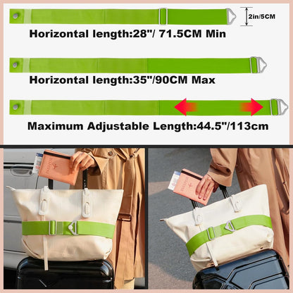 2-in-1 Travel Belt for Luggage Straps Add a Bag Bungees Luggage Strap Over Handle Suitcases Belt for Carry On Bag Elastic Belt Adjustable Suitcase Strap Airport Travel Accessories Black