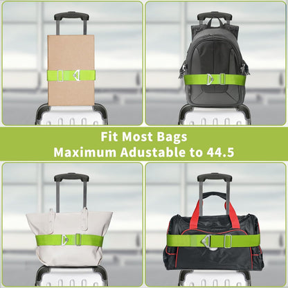 2-in-1 Travel Belt for Luggage Straps Add a Bag Bungees Luggage Strap Over Handle Suitcases Belt for Carry On Bag Elastic Belt Adjustable Suitcase Strap Airport Travel Accessories Black