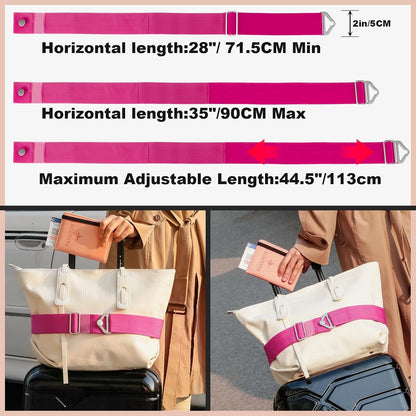 2-in-1 Travel Belt for Luggage Straps Add a Bag Bungees Luggage Strap Over Handle Suitcases Belt for Carry On Bag Elastic Belt Adjustable Suitcase Strap Airport Travel Accessories Black