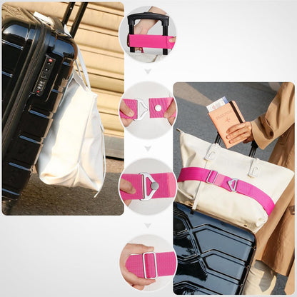 2-in-1 Travel Belt for Luggage Straps Add a Bag Bungees Luggage Strap Over Handle Suitcases Belt for Carry On Bag Elastic Belt Adjustable Suitcase Strap Airport Travel Accessories Black