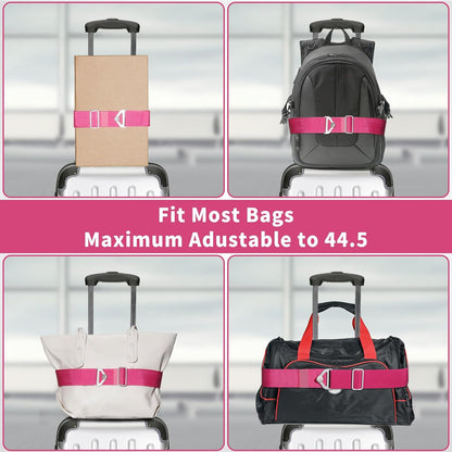 2-in-1 Travel Belt for Luggage Straps Add a Bag Bungees Luggage Strap Over Handle Suitcases Belt for Carry On Bag Elastic Belt Adjustable Suitcase Strap Airport Travel Accessories Black