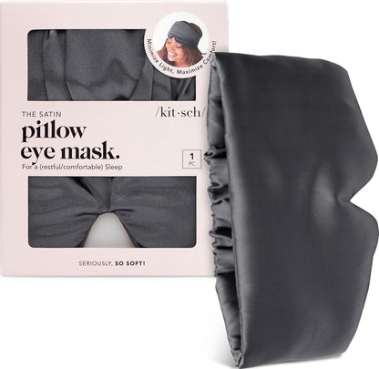 Satin Sleep Mask | Eye Masks for Sleep - Charcoal Black
