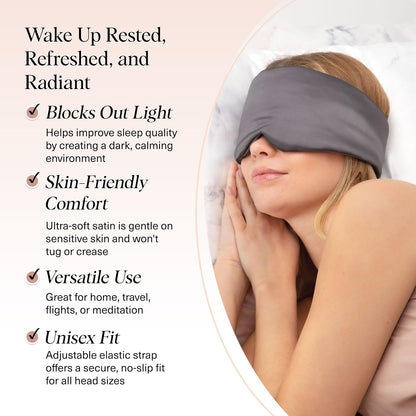 Satin Sleep Mask | Eye Masks for Sleep - Charcoal Black