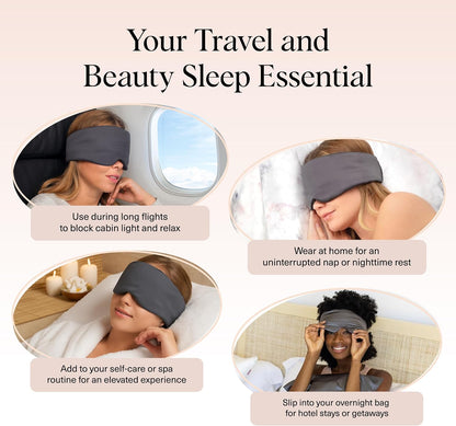 Satin Sleep Mask | Eye Masks for Sleep - Charcoal Black