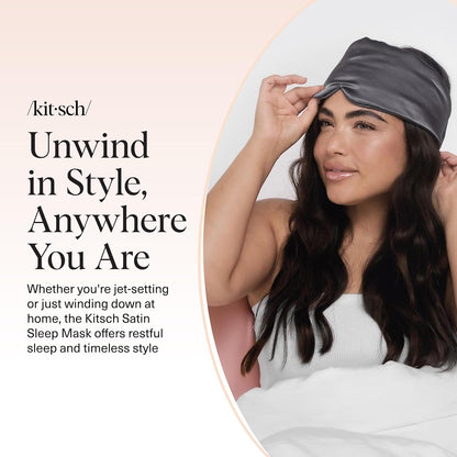Satin Sleep Mask | Eye Masks for Sleep - Charcoal Black