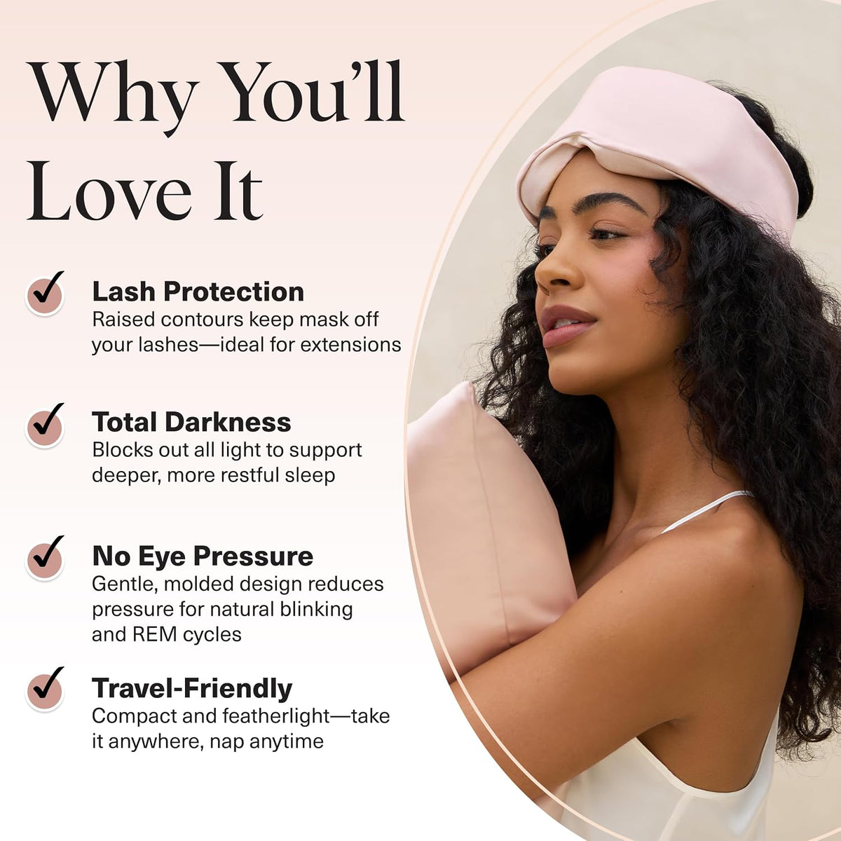 Satin Sleep Mask | Eye Masks for Sleep - Charcoal Black