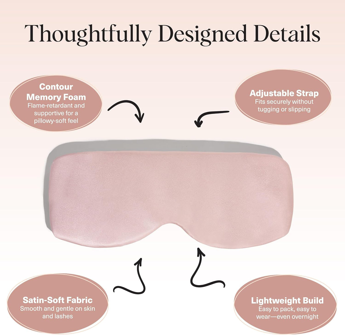 Satin Sleep Mask | Eye Masks for Sleep - Charcoal Black
