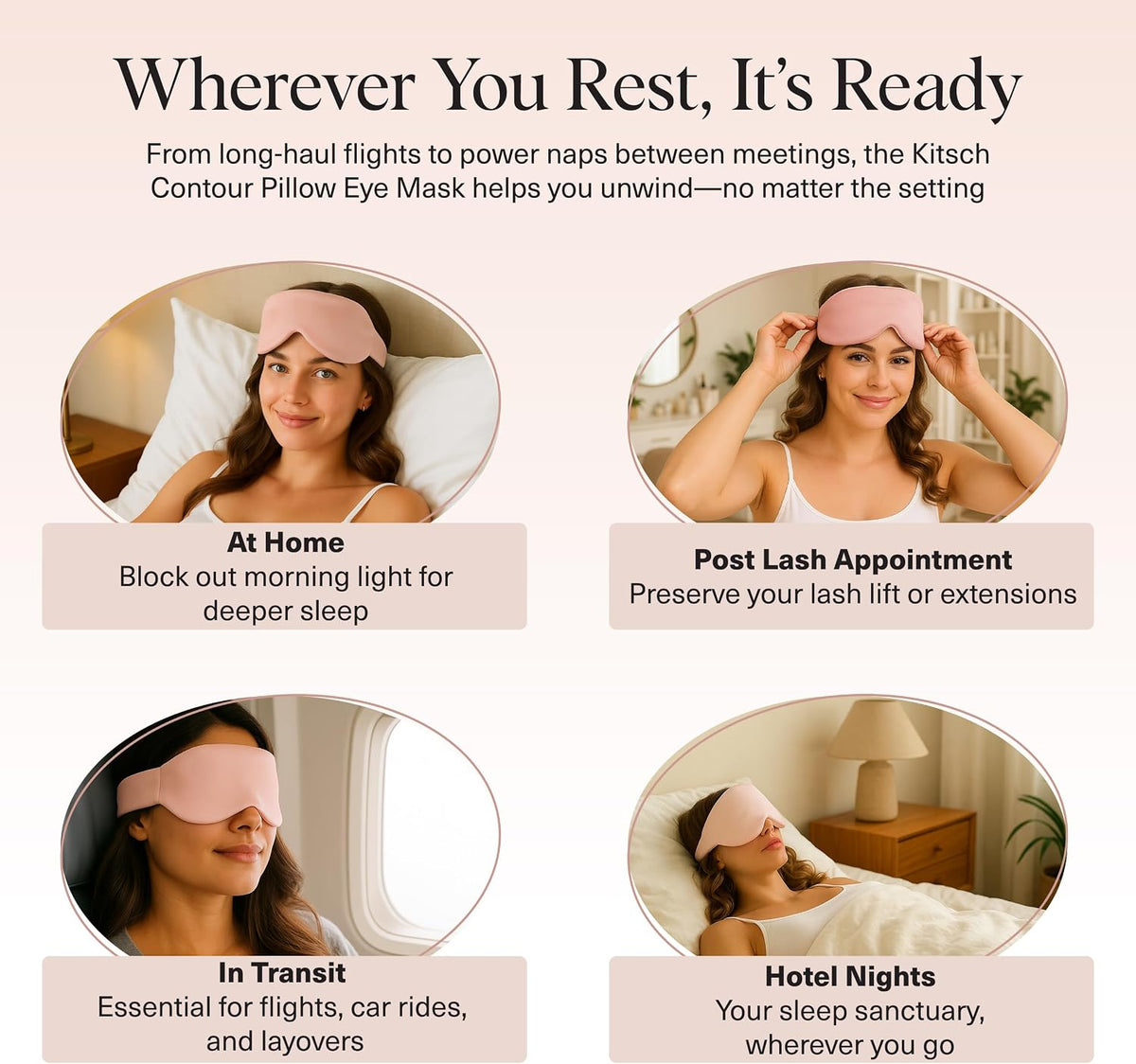 Satin Sleep Mask | Eye Masks for Sleep - Charcoal Black
