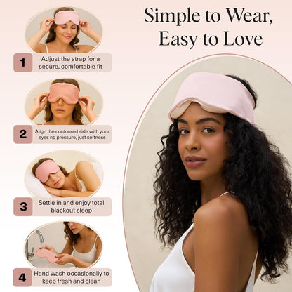 Satin Sleep Mask | Eye Masks for Sleep - Charcoal Black