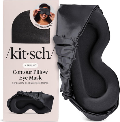 Satin Sleep Mask | Eye Masks for Sleep - Charcoal Black