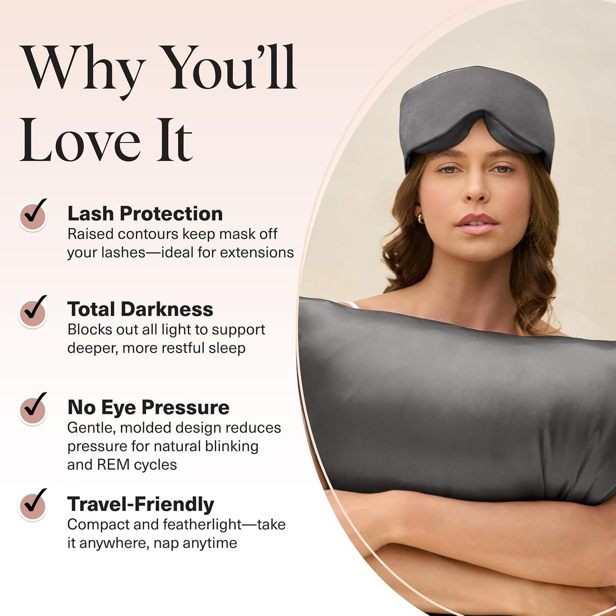 Satin Sleep Mask | Eye Masks for Sleep - Charcoal Black