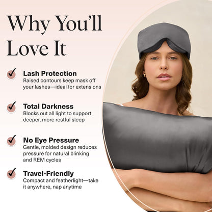 Satin Sleep Mask | Eye Masks for Sleep - Charcoal Black