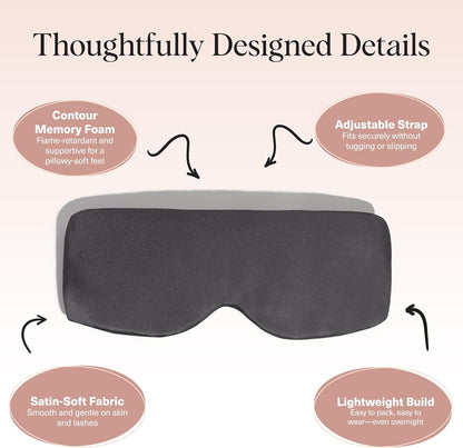 Satin Sleep Mask | Eye Masks for Sleep - Charcoal Black