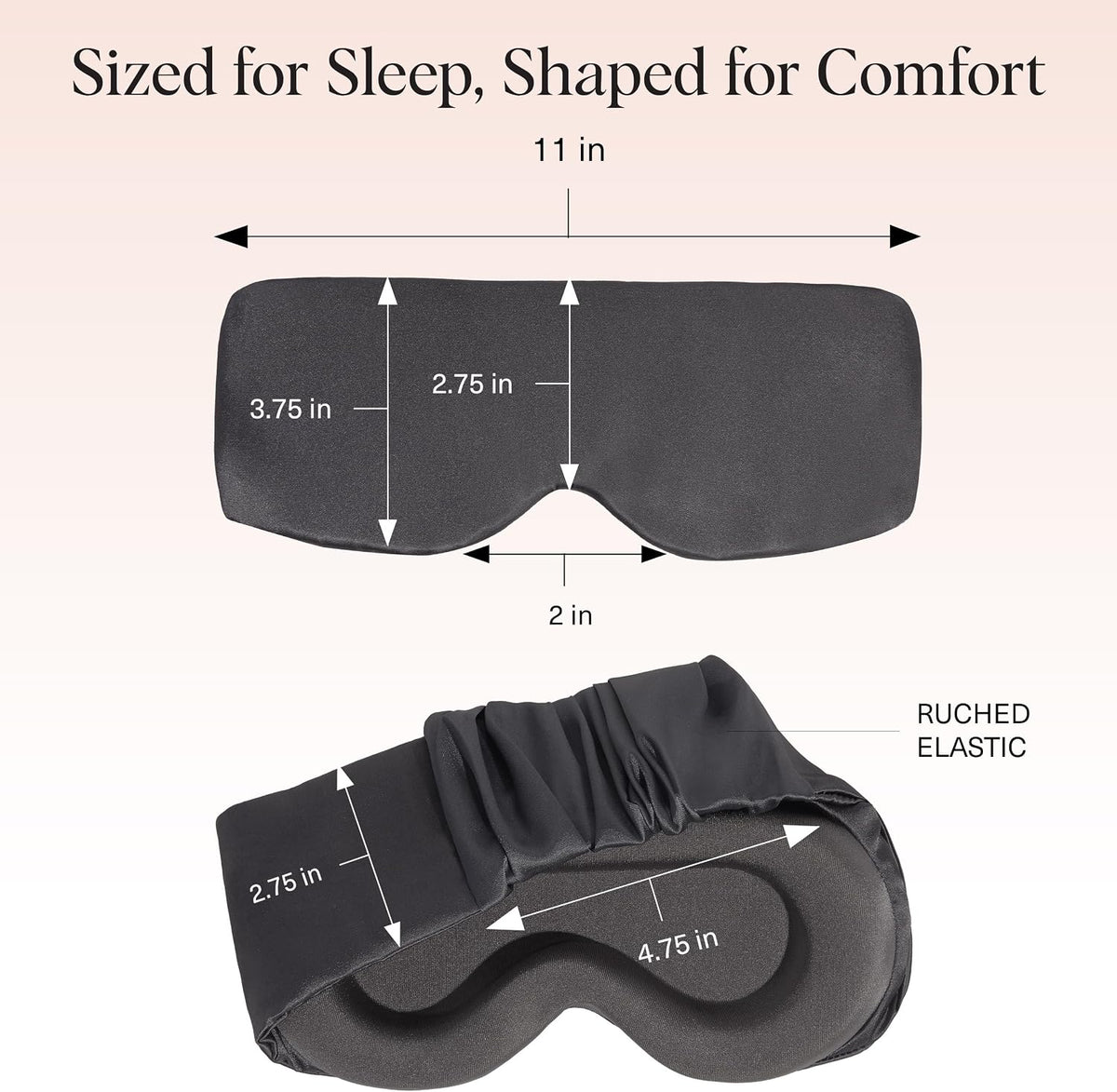 Satin Sleep Mask | Eye Masks for Sleep - Charcoal Black