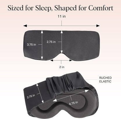 Satin Sleep Mask | Eye Masks for Sleep - Charcoal Black