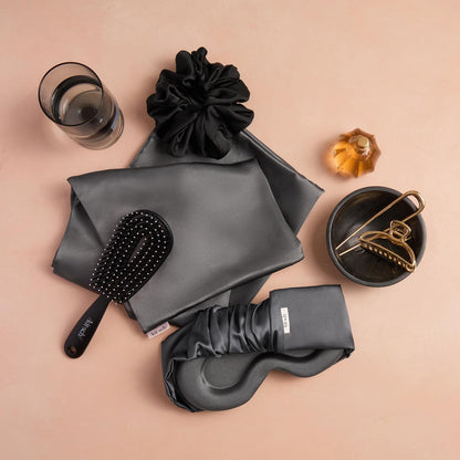Satin Sleep Mask | Eye Masks for Sleep - Charcoal Black