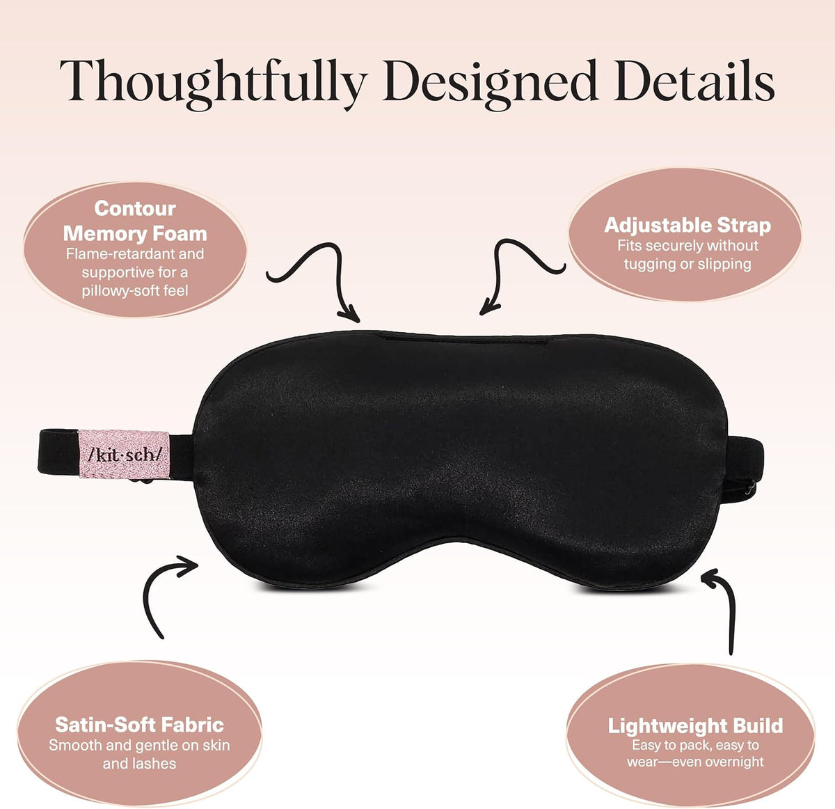 Satin Sleep Mask | Eye Masks for Sleep - Charcoal Black