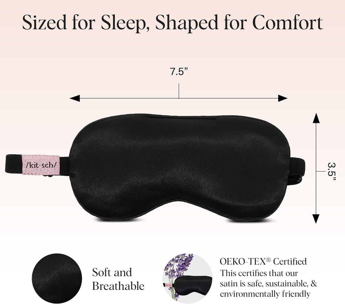 Satin Sleep Mask | Eye Masks for Sleep - Charcoal Black