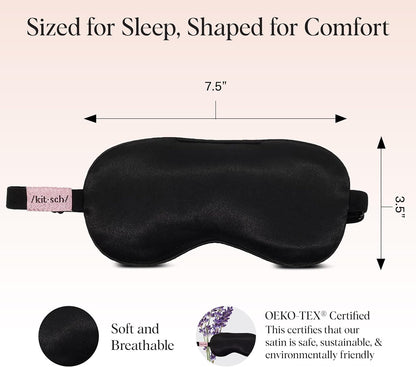Satin Sleep Mask | Eye Masks for Sleep - Charcoal Black