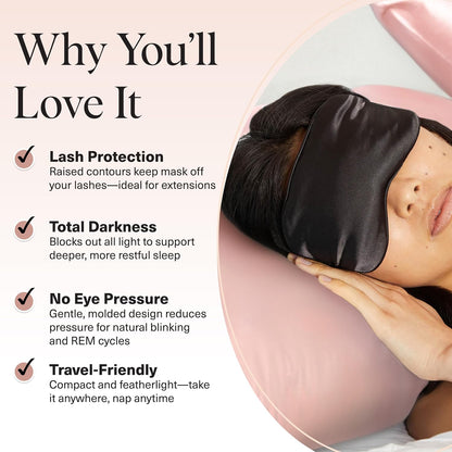 Satin Sleep Mask | Eye Masks for Sleep - Charcoal Black