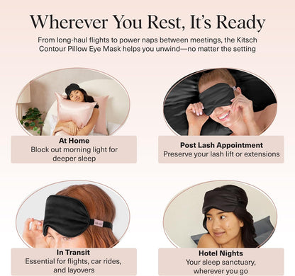 Satin Sleep Mask | Eye Masks for Sleep - Charcoal Black