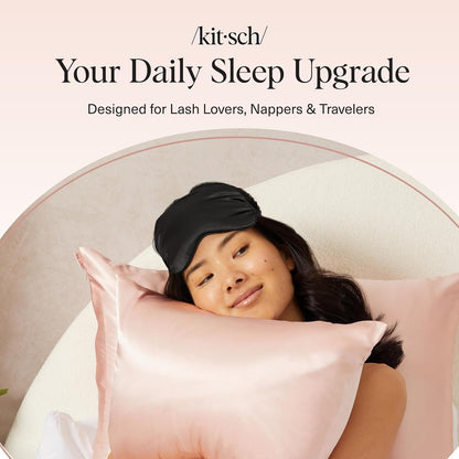Satin Sleep Mask | Eye Masks for Sleep - Charcoal Black