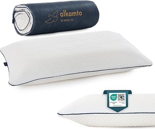 Travel & Camping Comfortable Memory Foam Pillow – Easy to Carry Portable Bag – Temperature Regulating Pillow Case