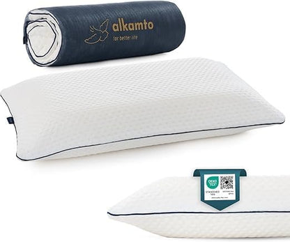 Travel & Camping Comfortable Memory Foam Pillow – Easy to Carry Portable Bag – Temperature Regulating Pillow Case