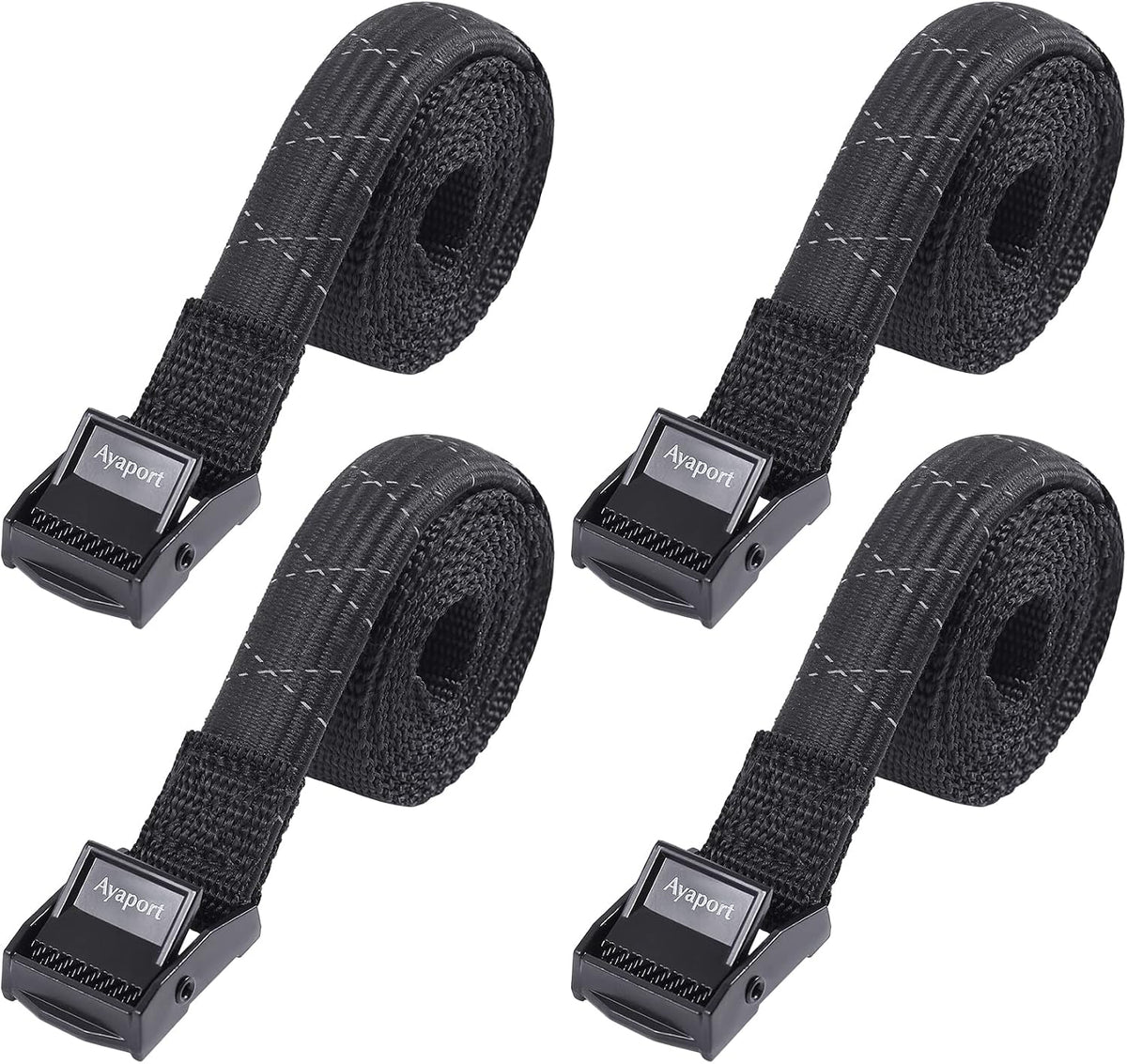 Lashing Straps with Buckles Adjustable Cam Buckle Tie Down Cinch Strap for Packing Black 4 Pack