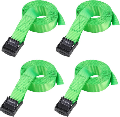 Lashing Straps with Buckles Adjustable Cam Buckle Tie Down Cinch Strap for Packing Black 4 Pack