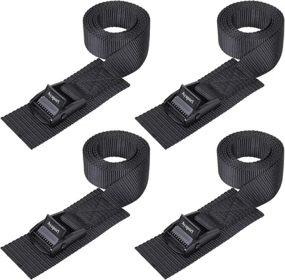 Lashing Straps with Buckles Adjustable Cam Buckle Tie Down Cinch Strap for Packing Black 4 Pack