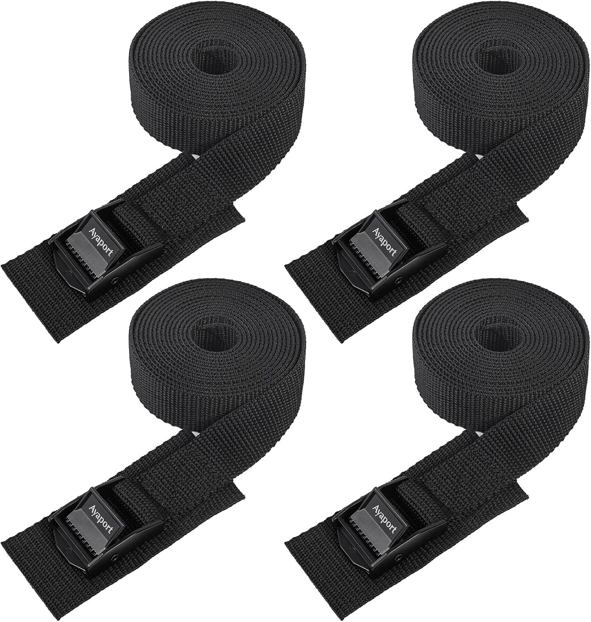 Lashing Straps with Buckles Adjustable Cam Buckle Tie Down Cinch Strap for Packing Black 4 Pack