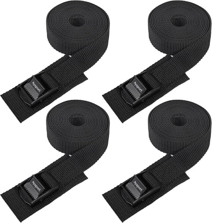 Lashing Straps with Buckles Adjustable Cam Buckle Tie Down Cinch Strap for Packing Black 4 Pack
