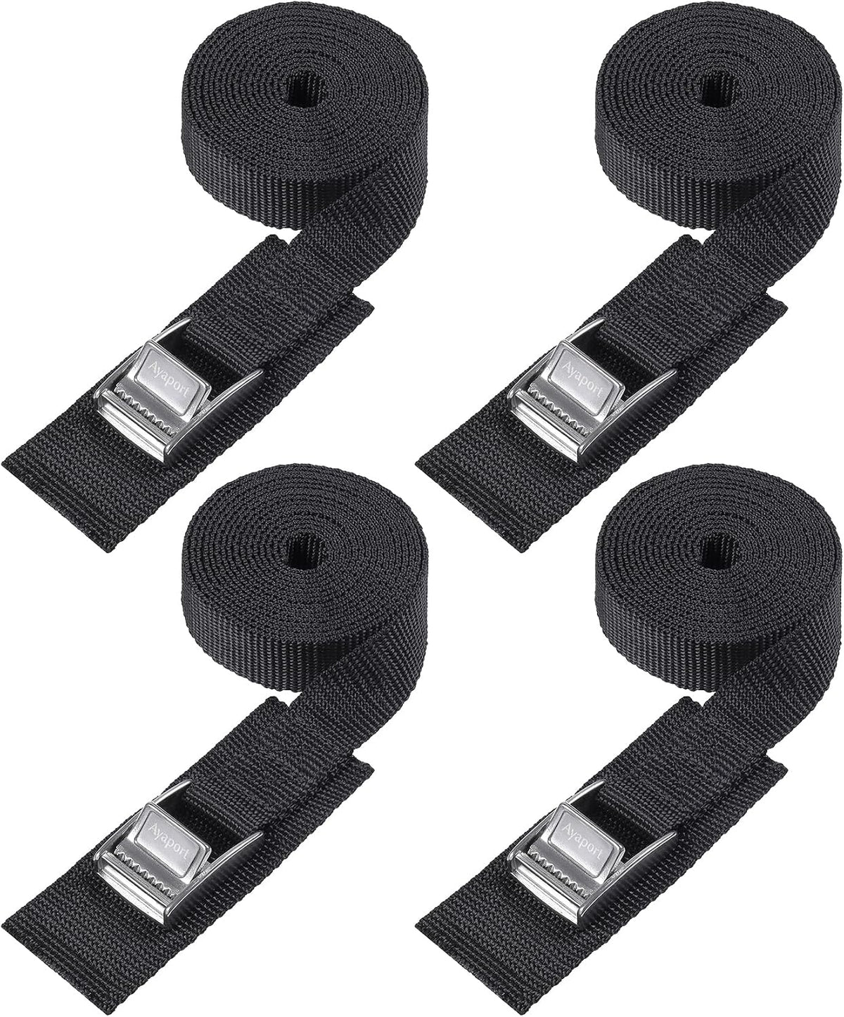 Lashing Straps with Buckles Adjustable Cam Buckle Tie Down Cinch Strap for Packing Black 4 Pack