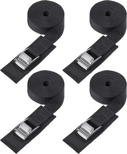 Lashing Straps with Buckles Adjustable Cam Buckle Tie Down Cinch Strap for Packing Black 4 Pack