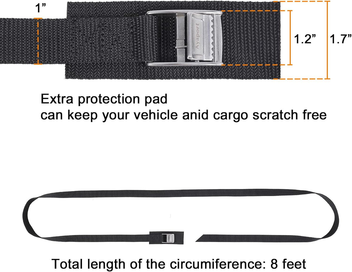 Lashing Straps with Buckles Adjustable Cam Buckle Tie Down Cinch Strap for Packing Black 4 Pack