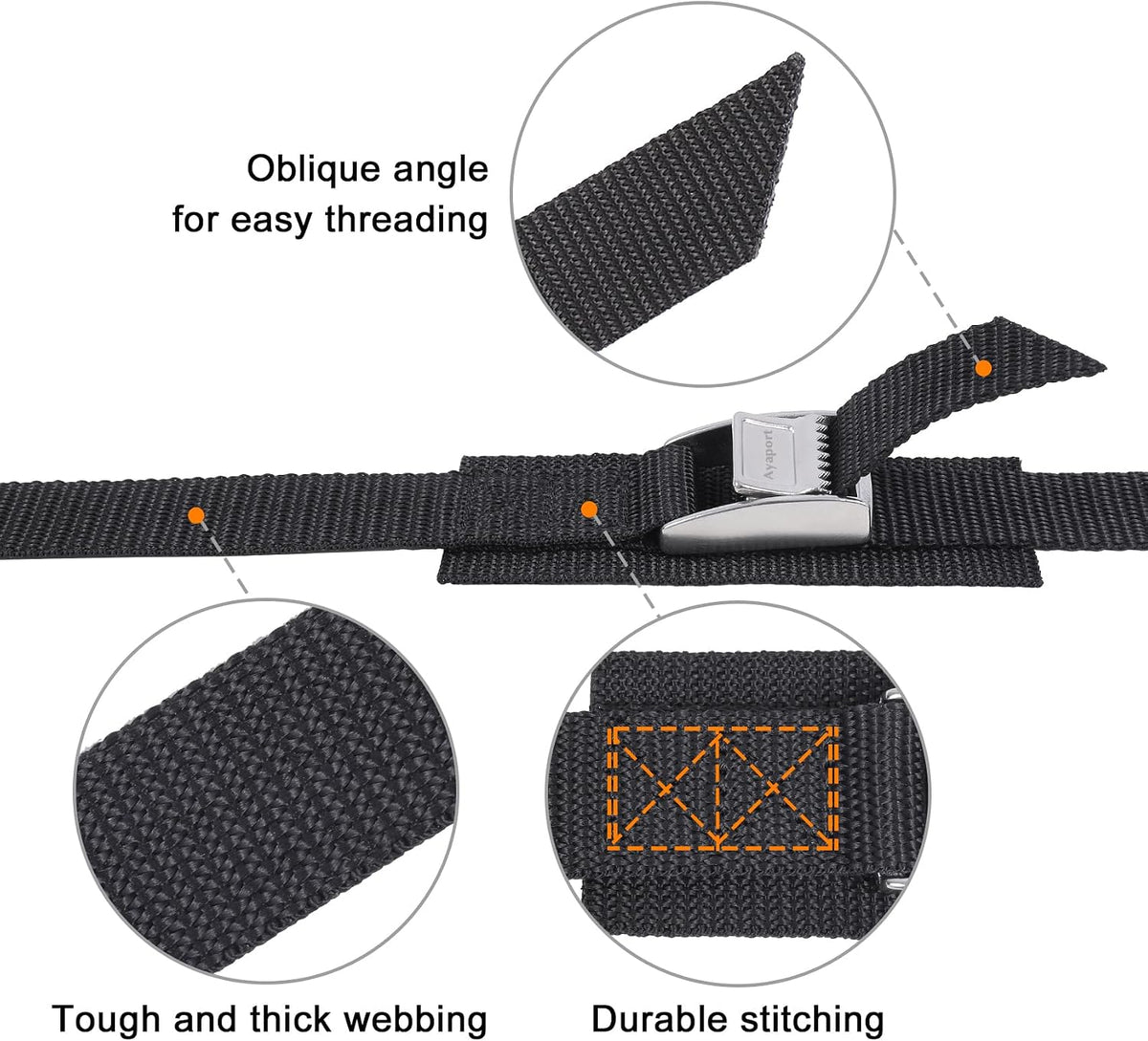 Lashing Straps with Buckles Adjustable Cam Buckle Tie Down Cinch Strap for Packing Black 4 Pack