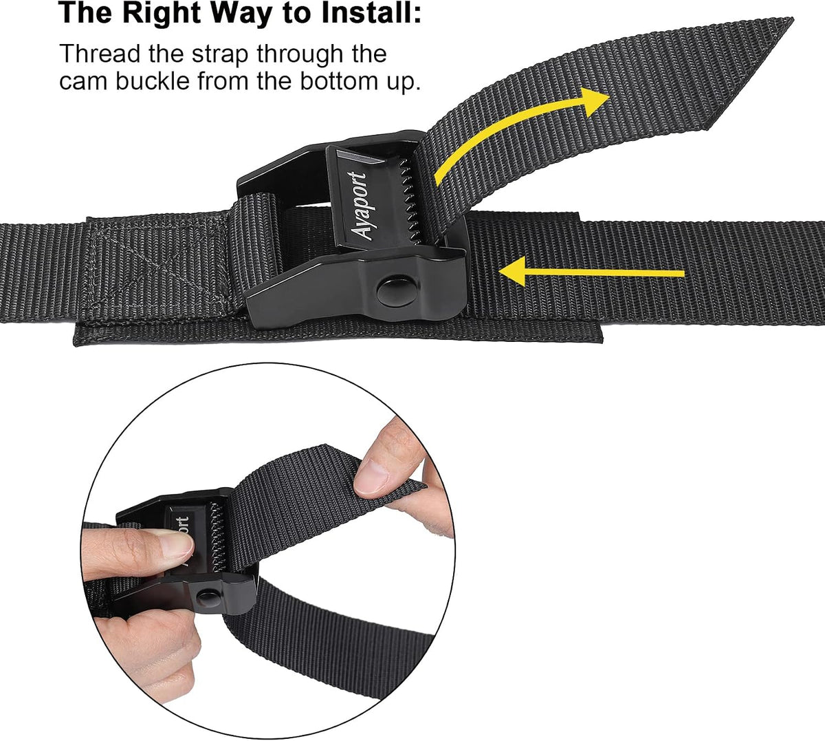 Lashing Straps with Buckles Adjustable Cam Buckle Tie Down Cinch Strap for Packing Black 4 Pack