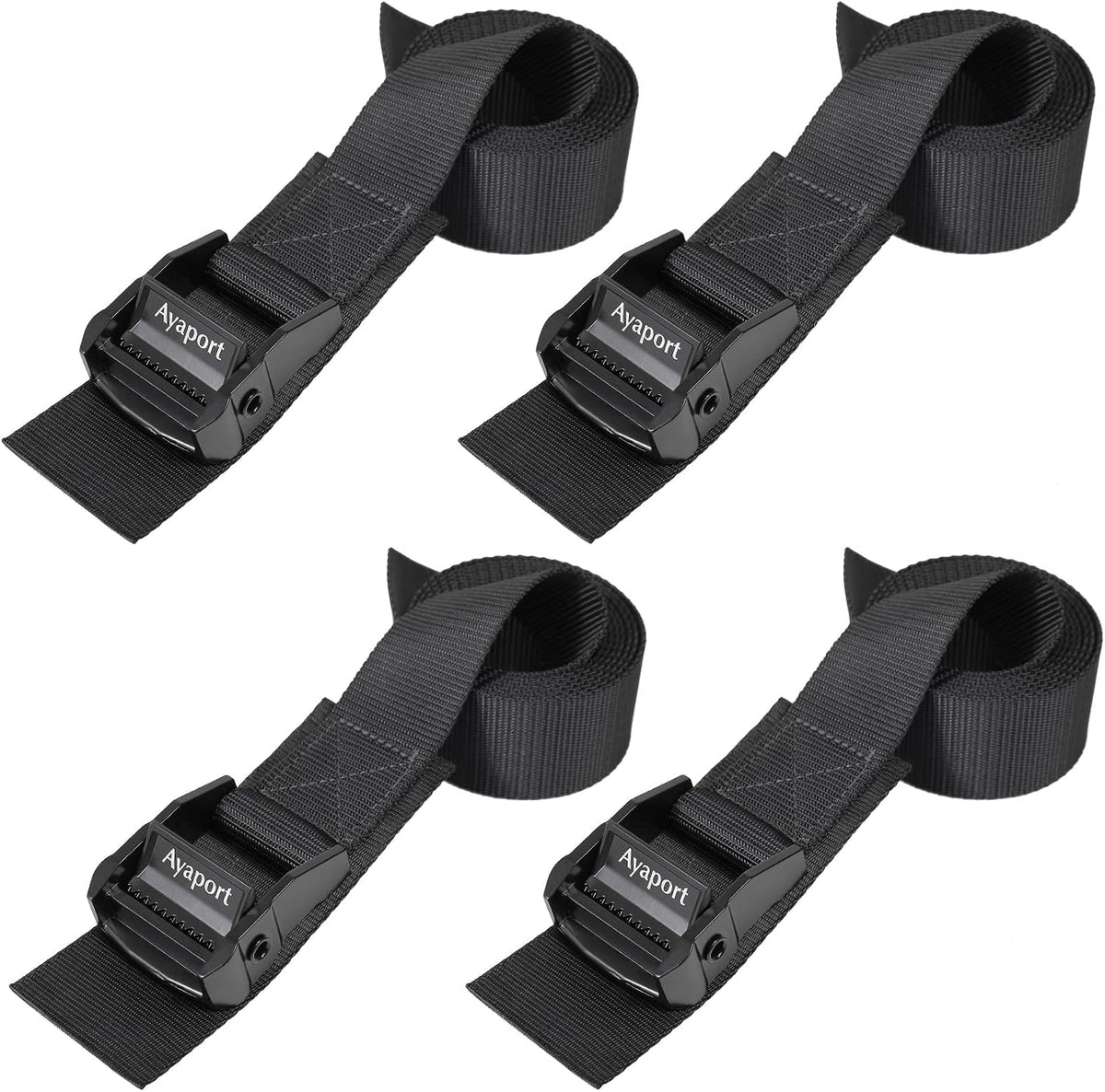 Lashing Straps with Buckles Adjustable Cam Buckle Tie Down Cinch Strap for Packing Black 4 Pack