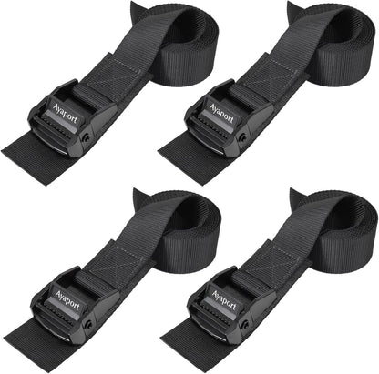 Lashing Straps with Buckles Adjustable Cam Buckle Tie Down Cinch Strap for Packing Black 4 Pack