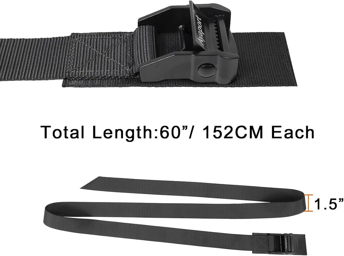 Lashing Straps with Buckles Adjustable Cam Buckle Tie Down Cinch Strap for Packing Black 4 Pack