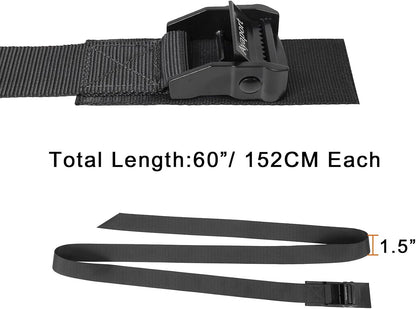 Lashing Straps with Buckles Adjustable Cam Buckle Tie Down Cinch Strap for Packing Black 4 Pack