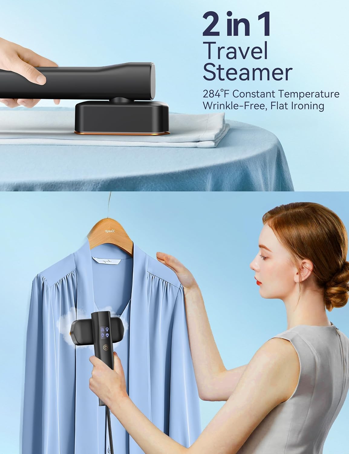 Steamer for Clothes Portable 2-in-1 Travel Steamer Iron for Clothes