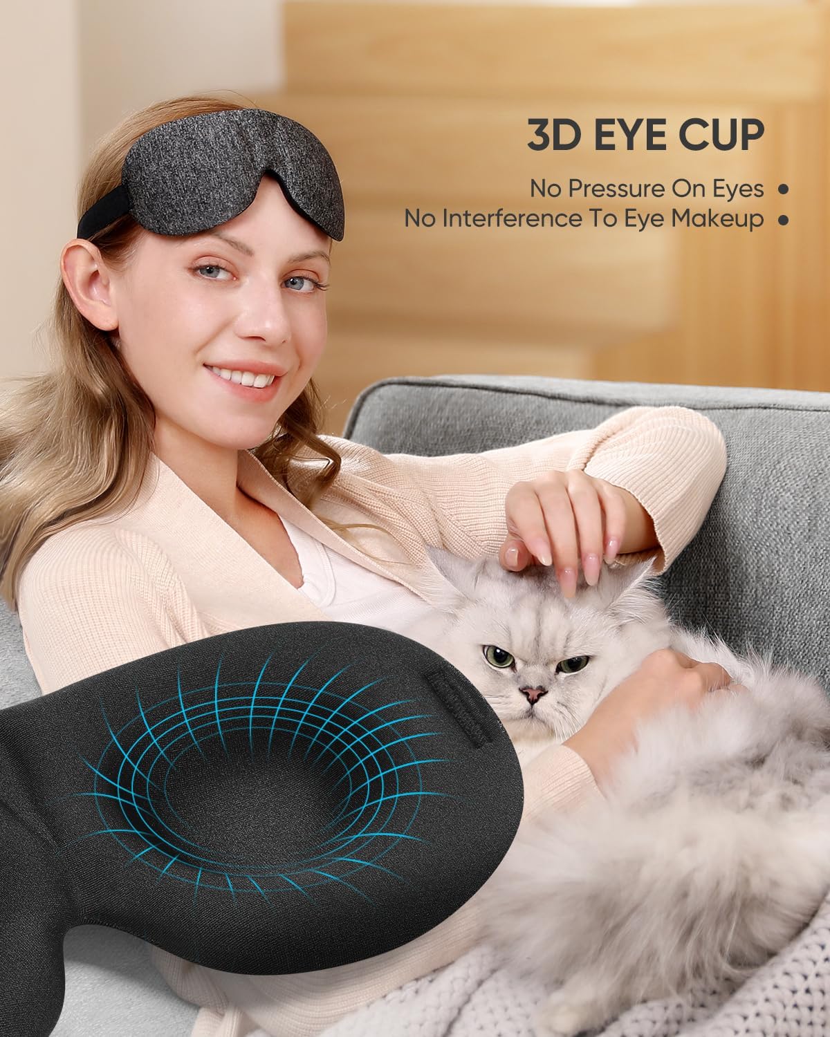 Sleep Mask for Side Sleeper 3 Pack, Blackout 3D Eye Mask