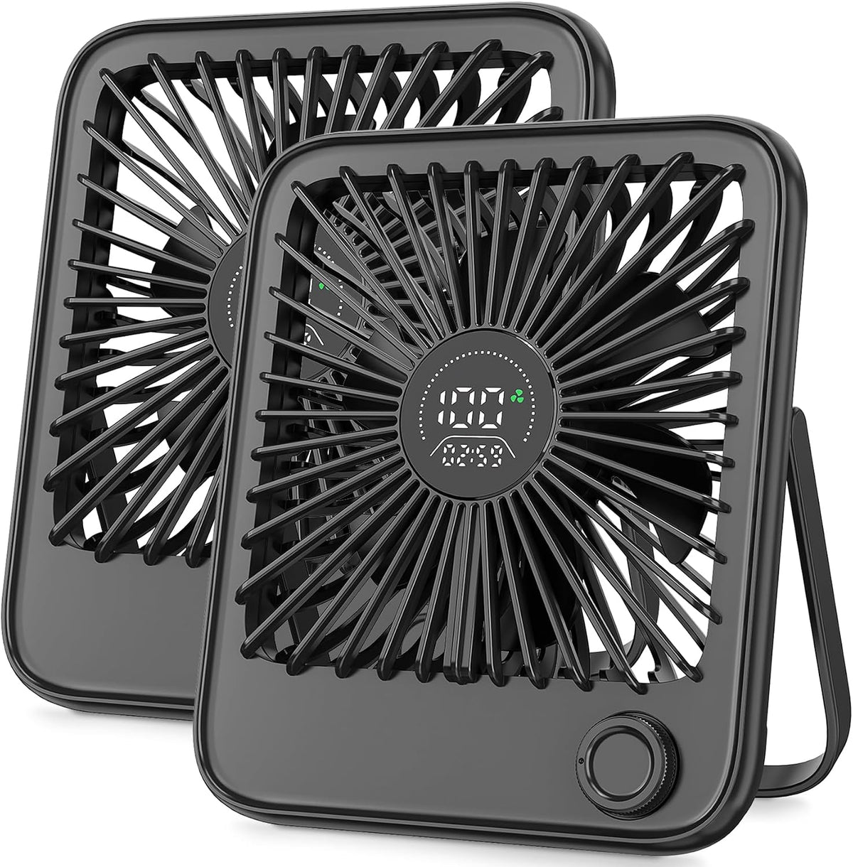 2 Pack Small Desk Fan, Rechargeable Quiet Portable Travel Fan